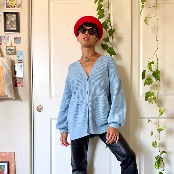 Baby Blue Nine West Oversized Cardigan - Picture 2 of 7